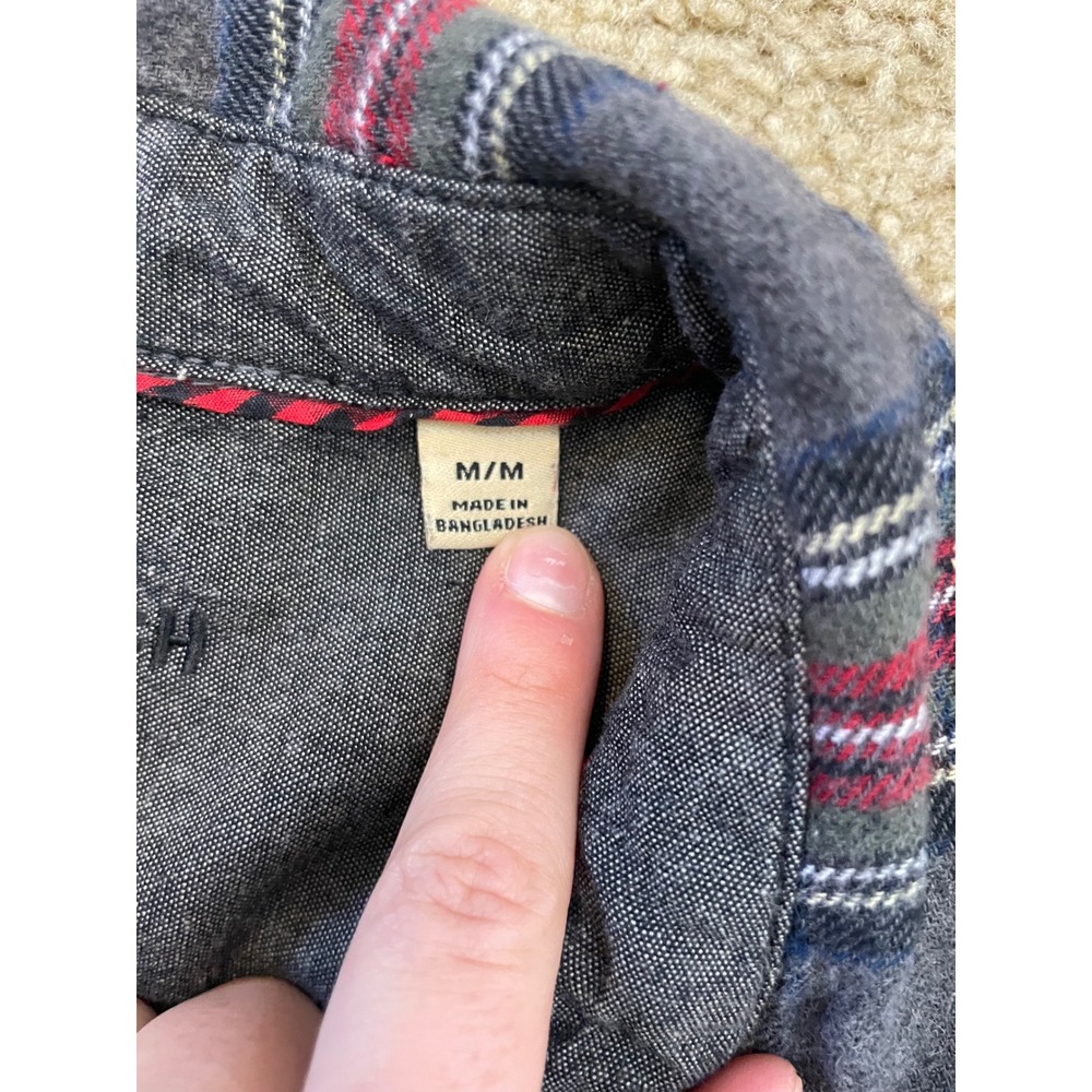 Woolrich Flannel Shirt Mens Medium‎ Gray Red Plaid Excellent Cotton Button Down - Picture 8 of 8